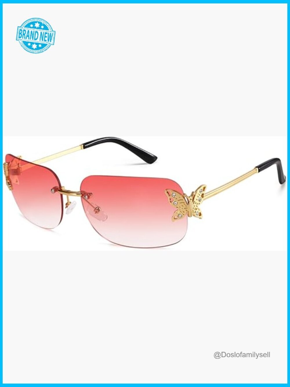 Retro Y2K Rectangle Rimless Sunglasses Women Fashion Square Butterfly Shades UV